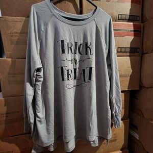 State of Mine Trick or Treat Grey Crewneck Sweatshirt Women's Large L Halloween